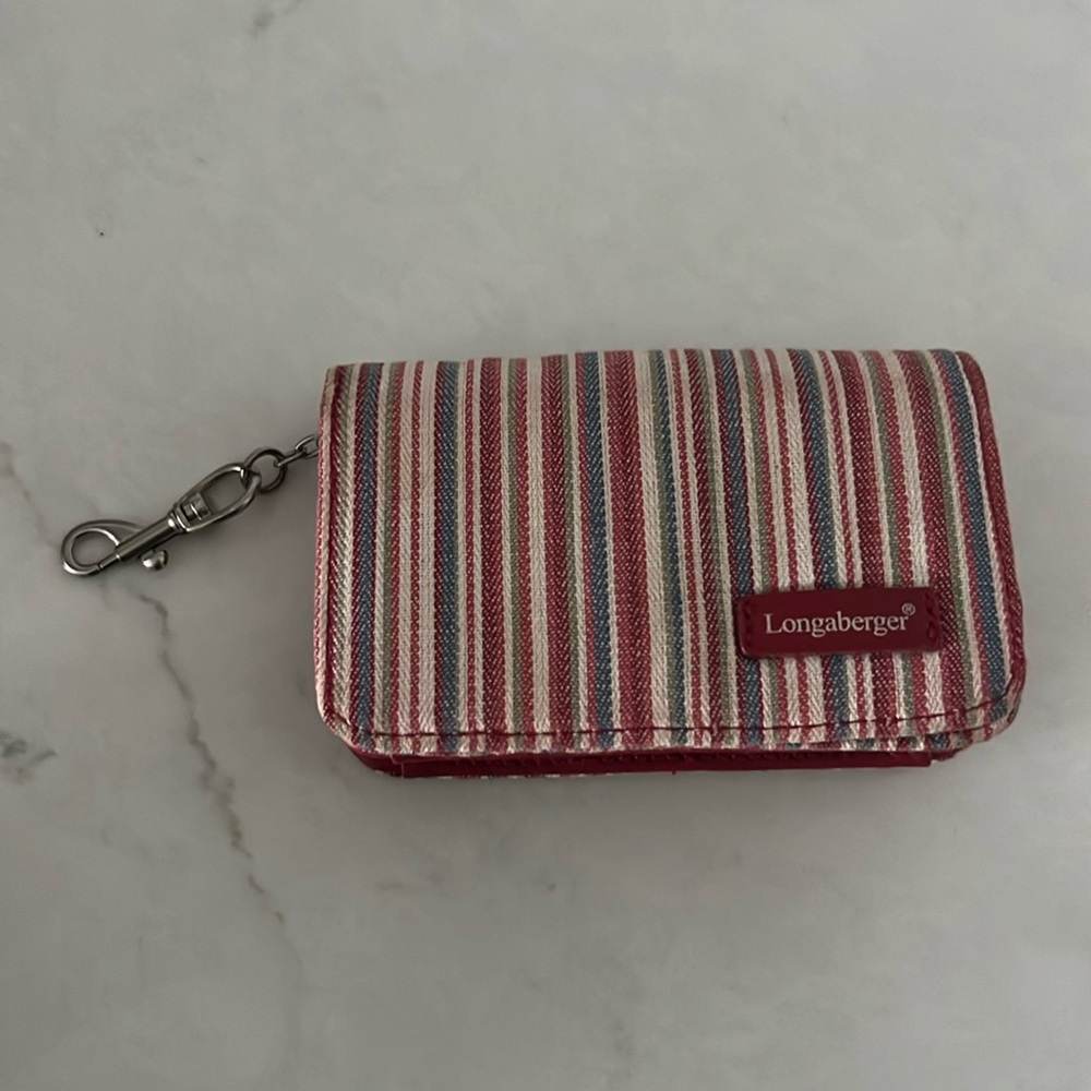 Striped red Longaberger Coin Purse / wallet